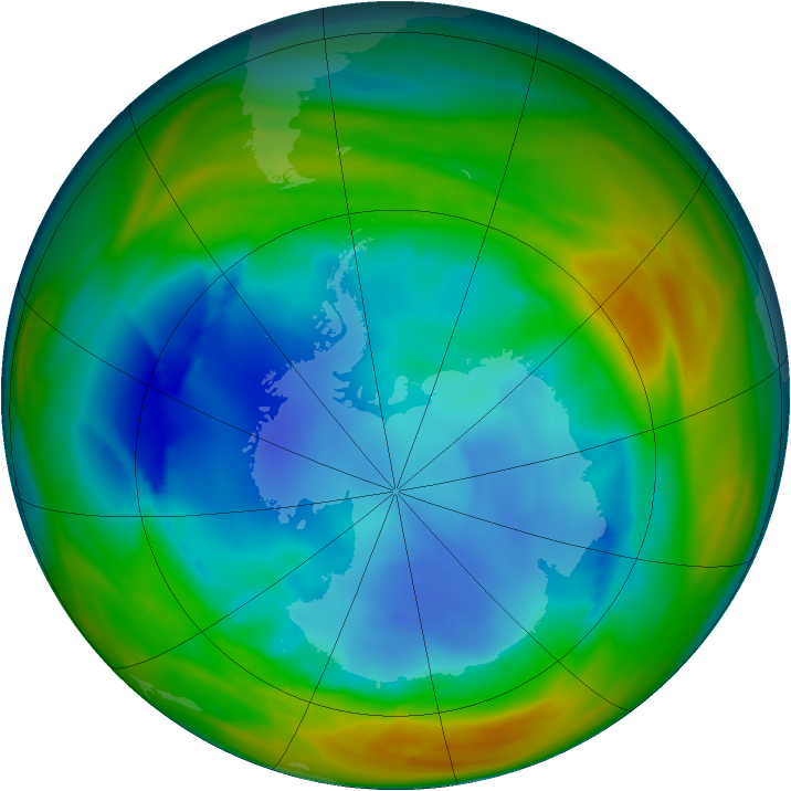 Antarctic ozone map for 04 August 2005